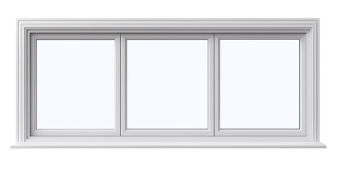 House contruction element isolated on white. The window is cut out on white or transparent background. The window of the house is divided into 3 parts, a design element for insertion into the project