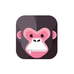 Monkey Face Emotion Icon. Flat Color Design. Vector Illustration