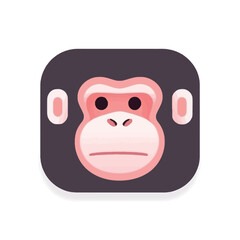 Cute monkey icon on white background. Vector illustration in flat style.