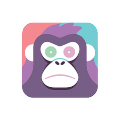 Cute monkey icon on white background. Vector illustration in flat style.