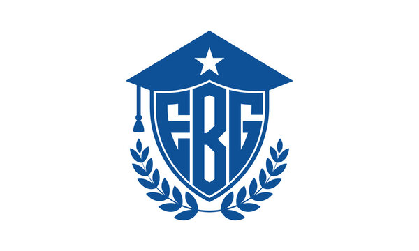 EBG three letter iconic academic logo design vector template. monogram, abstract, school, college, university, graduation cap symbol logo, shield, model, institute, educational, coaching canter, tech