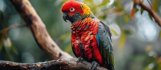 Mulga Parrot from Australia sitting on a branch