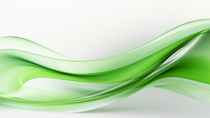 Abstract delicate green waves design with smooth curves and soft shadows on clean modern background. Fluid gradient motion of dynamic lines on minimal backdrop