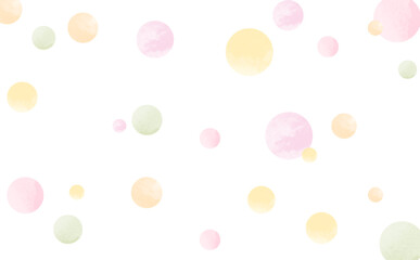 水彩風な水玉の春色フレームイラスト