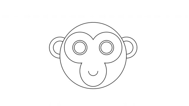 animated sketch of a monkey head icon