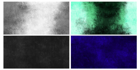 Texture pack grunge wall set of 4 elements. Fully traced vector textures for professional use. Image traced abstract grunge wall colorful