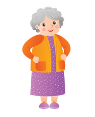 Cartoon grandmother in orange cardigan