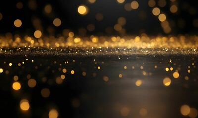 Abstract luxury black background with gold particle. glitter vintage lights background, Holiday concept. Abstract background with and gold particle,light flare.