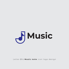 J letter and Music note logo design minimal and simple