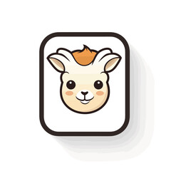 Cute sheep icon on white background, vector illustration