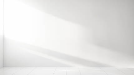 Empty room with white wall, Blurred shadow on the light white wall. Minimal abstract background, Ai...