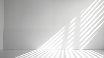 Empty room with white wall, Blurred shadow on the light white wall. Minimal abstract background, Ai generated image