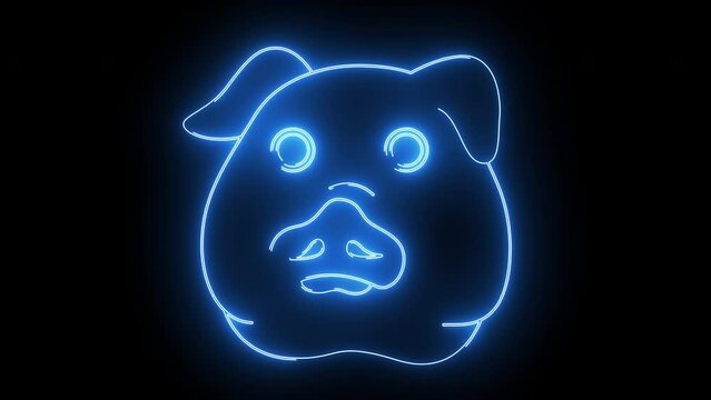 Animated pig head icon with a glowing neon effect