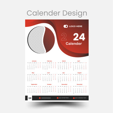 2024 calendar design template,week start Sunday, corporate design template.