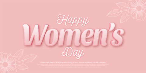 womens day vector banner with editable text effect with floral background