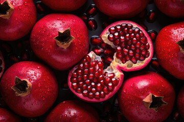 Pomegranate garnet fruit background pattern - obrazy, fototapety, plakaty