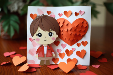 Children's paper applications, greeting cards on Valentine's Day