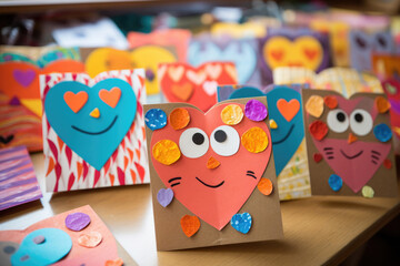 Fototapeta na wymiar Children's greeting card from a paper on Valentine's Day
