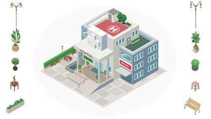 Hospital and Decorate - Isometric