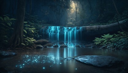 
In the Heart of the Jungle: Capturing the Mesmerizing Glint of a Waterfall - AI Generative