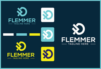 Letter FD Logo Design, Creative Minimal FD Monogram In color App icon and logo