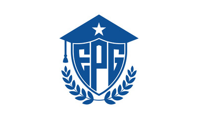 EPG three letter iconic academic logo design vector template. monogram, abstract, school, college, university, graduation cap symbol logo, shield, model, institute, educational, coaching canter, tech