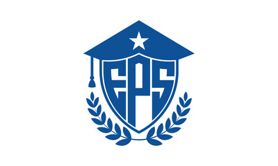 EPS three letter iconic academic logo design vector template. monogram, abstract, school, college, university, graduation cap symbol logo, shield, model, institute, educational, coaching canter, tech