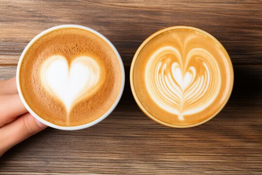 An image of two hands holding coffee cups together, symbolizing shared moments of affection, companionship, and the simple joy of connecting over coffe