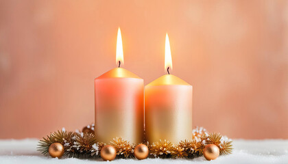Obraz na płótnie Canvas Beautiful christmas candles with copy space