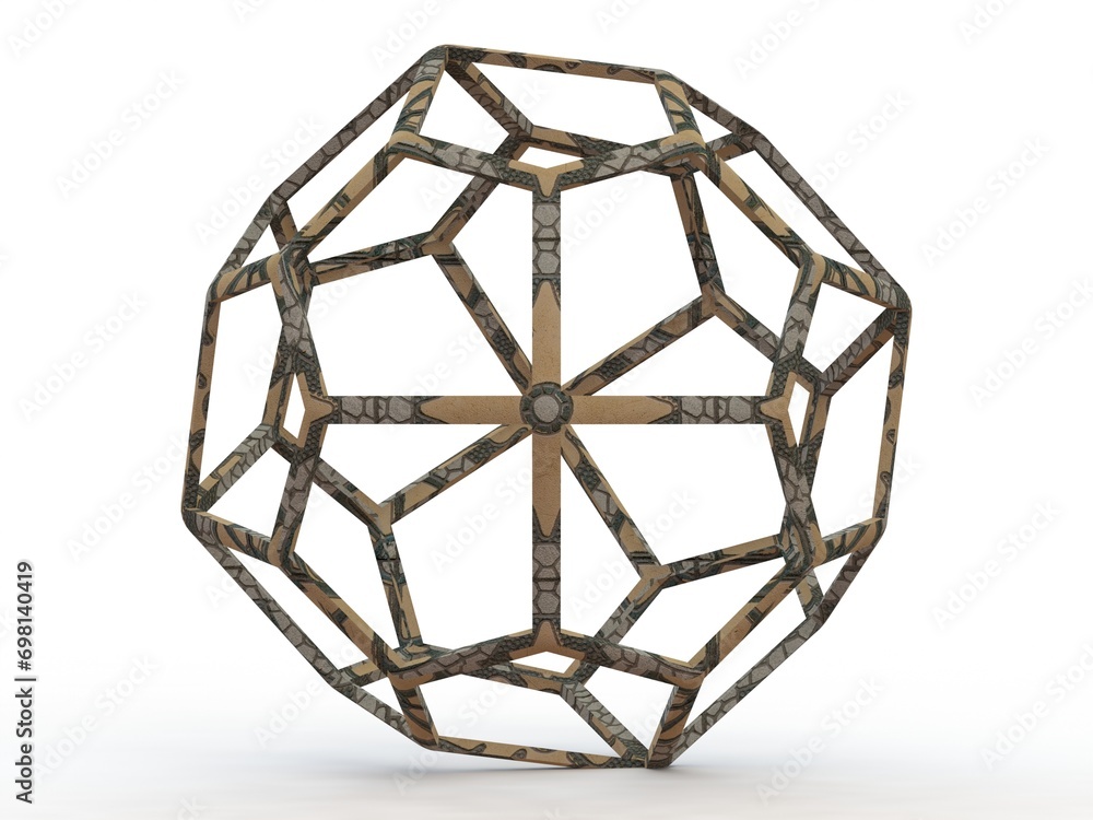Poster wireframe shape pentagonal icositetrahedron 3d print model