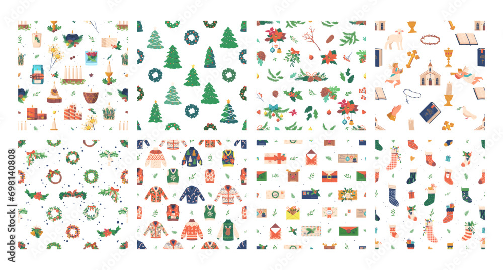 Aufkleber christmas patterns feature festive seamless designs and ornaments, creating a joyful and decorative 