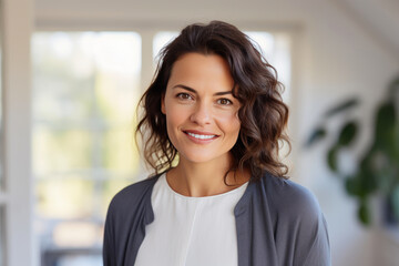 Tranquil Therapist: Woman in Relaxed Clinic Setting