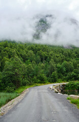 Fototapeta na wymiar road to the mountains in norway