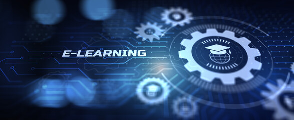 E-learning remote education internet online learning technology concept.