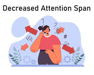 Anxiety. Character mental health issues. Woman coping with psychological stress. Mental disorder emotional and physical symptom. Flat vector illustration