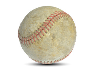 old baseball isolated on white background. This has clipping path.