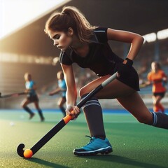 woman field hockey player in action