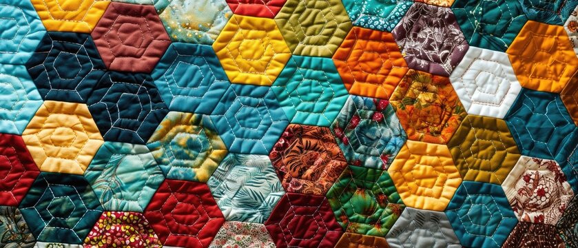 Hexagonal quilt closeup