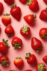 Healthy organic strawberry food background sweet berries fruit red background fresh