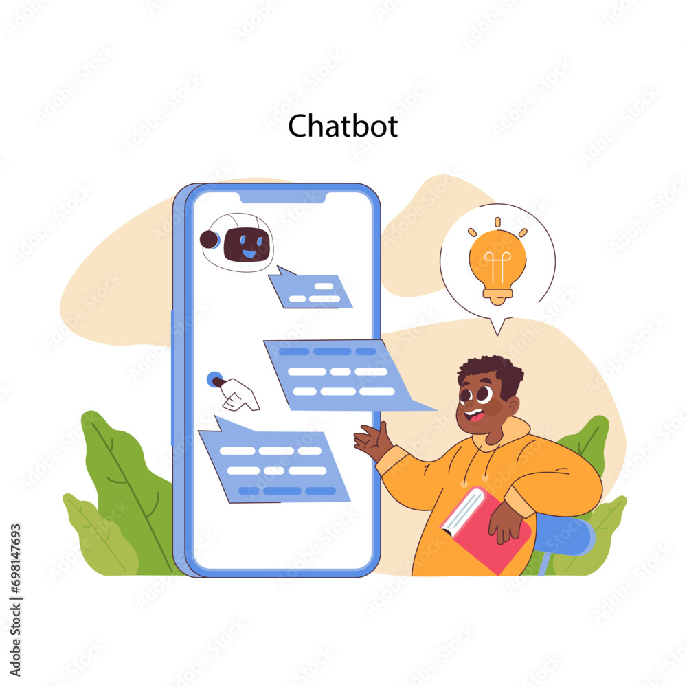Aufkleber ai in education highlighted by a student's interaction with a chatbot, sparking ideas and facilitati
