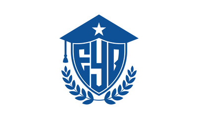 EYQ three letter iconic academic logo design vector template. monogram, abstract, school, college, university, graduation cap symbol logo, shield, model, institute, educational, coaching canter, tech