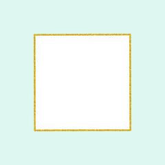 水色の背景に金色のラメのフレーム - シンプルな正方形のデザイン素材