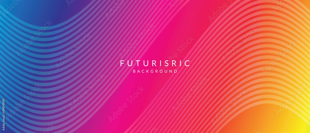 Aufkleber abstract futuristic flowing curve lines on gradient background.