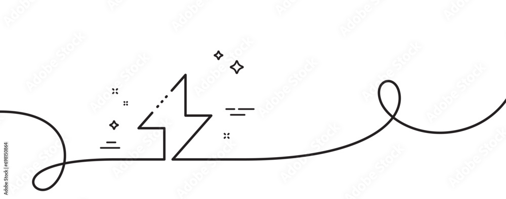 Poster energy line icon. continuous one line with curl. thunderbolt sign. electric power symbol. energy sin