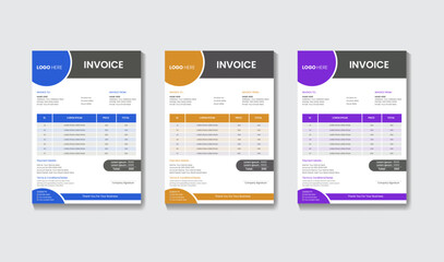 Modern, lovely invoice template with a simple, vibrant invoice design