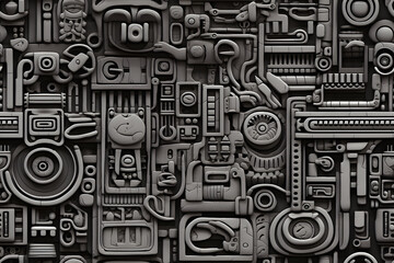 Seamless vintage, retro steampunk pattern background