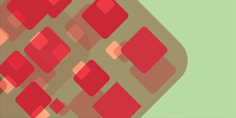 White background with abstract red grey square decoration.