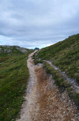 hiking in the mountains in the lofoten