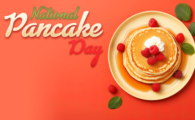 International Pancake Day on a solid background with copy space