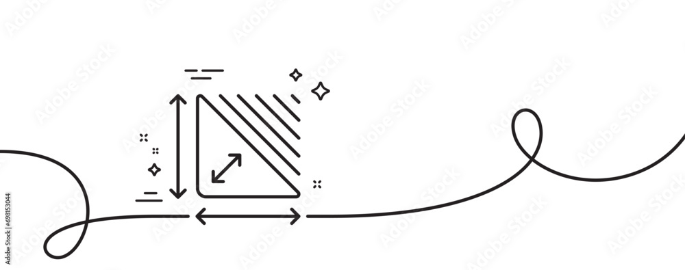 Poster triangle area line icon. continuous one line with curl. plan dimension sign. territory measurement s
